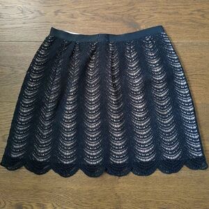 Club Monaco Lace Scallop Mini Skirt - black